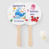 Whale Theme Summer Kids Birthday Party Handwaaier (Voorkant en achterkant)