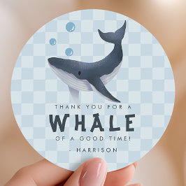 Whale Under The Sea Ocean Thank You Favor Ronde Sticker