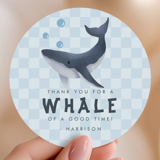 Whale Under The Sea Ocean Thank You Favor Ronde Sticker