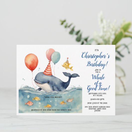 Whale Under the Zee Boy's Birthday Kaart (Staand voorkant)
