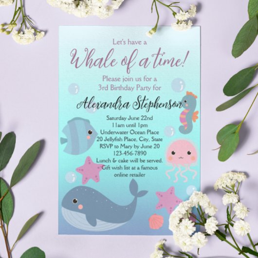 Whale Under the Zee Ocean Beach Meisjes Verjaardag Kaart