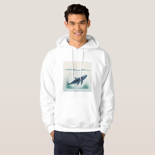 Whale Underwater White Hoodie (Voorkant volledig)