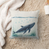 Whale Underwater White Hoodie Kussen (Deken)