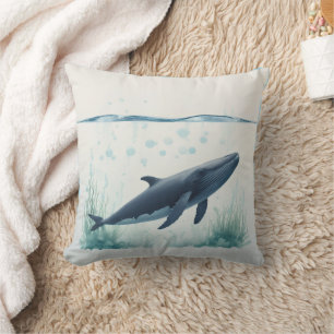 Whale Underwater White Hoodie Kussen
