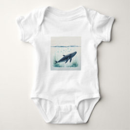 Whale Underwater White Hoodie Romper