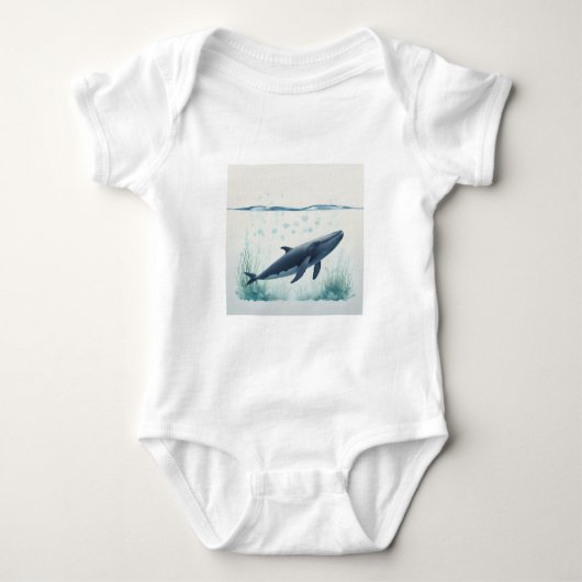 Whale Underwater White Hoodie Romper (Voorkant)