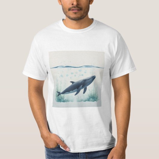Whale Underwater White Hoodie T-shirt (Voorkant)