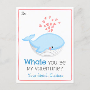 Whale Valentijnsdag Card voor kinderen (Cute Funny Feestdagenkaart