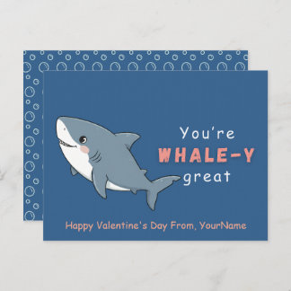 Whale Valentine Pun Card – You’re Whale-y Great Feestdagenkaart