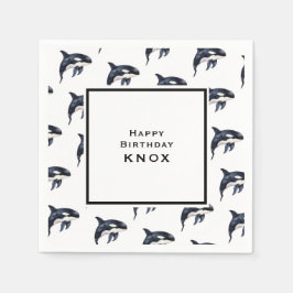 Whale verjaardagsfeestje servet