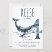 Whale Vierde Verjaardag Uitnodiging (Voorkant)