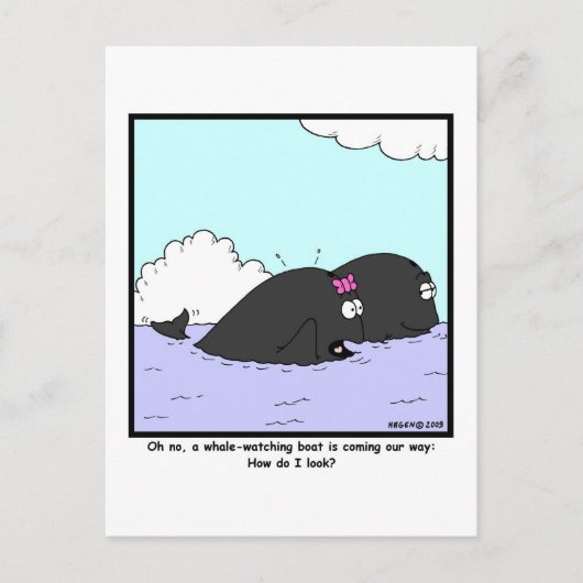 Whale Watching: Cartoon walvis Briefkaart (Voorkant)