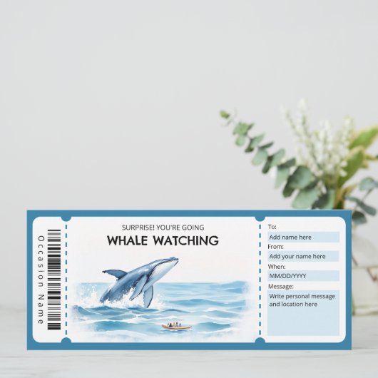 Whale Watching Gift Certificate Kaart (Staand voorkant)
