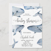 Whale Waterverf Baby shower uitnodigen Kaart (Voorkant)