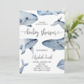 Whale Waterverf Baby shower uitnodigen Kaart (Staand voorkant)