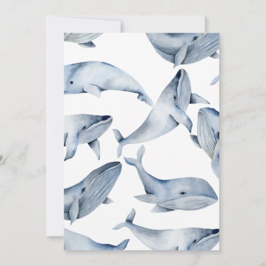 Whale Waterverf Baby shower uitnodigen Kaart (Achterkant)