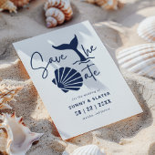 Whale Waves Seashell Beach Typography Save The Date
