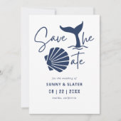 Whale Waves Seashell Beach Typography Save The Date (Voorkant)