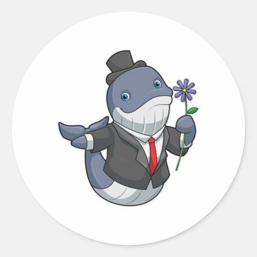 Whale Wedding Groom Ronde Sticker (Voorkant)