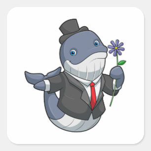 Whale Wedding Groom Vierkante Sticker