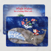 Whale Wishes Cartoon Holiday Kaart (Voorkant / Achterkant)