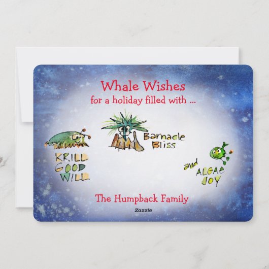 Whale Wishes Cartoon Holiday Kaart (Achterkant)