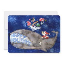 Whale Wishes Cartoon Holiday Kaart
