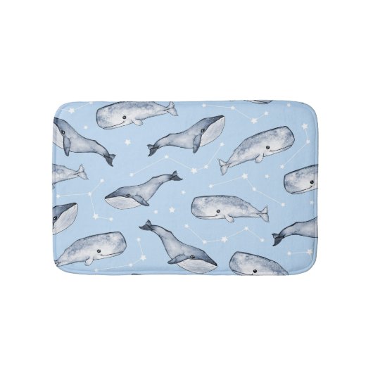 Whale Wonders: Waterverf Starry Sky Badmat (Voorkant)