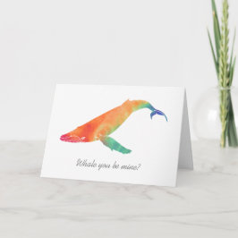 Whale You Be Mine Valentijnsdag Waterverf Feestdagen Kaart
