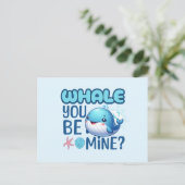Whale You Be Mine Whale Pun Love Feestdagenkaart (Staand voorkant)