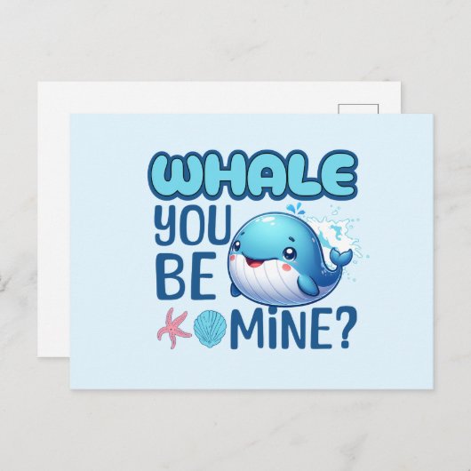 Whale You Be Mine Whale Pun Love Feestdagenkaart (Voorkant / Achterkant)