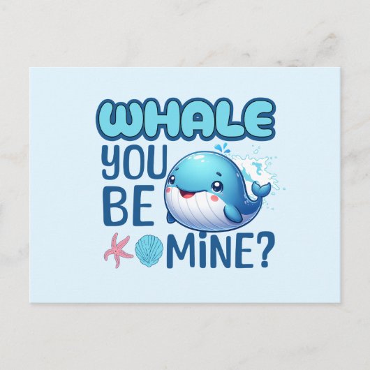 Whale You Be Mine Whale Pun Love Feestdagenkaart (Voorkant)