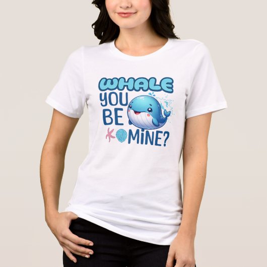 Whale You Be Mine Whale Pun Love Tri-Blend Shirt (Voorkant)