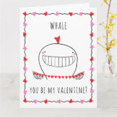 Whale You be My Valentine Funny Valentine's Day Kaart (Gele Bloem)
