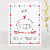 Whale You be My Valentine Funny Valentine's Day Kaart (Gele Bloem)