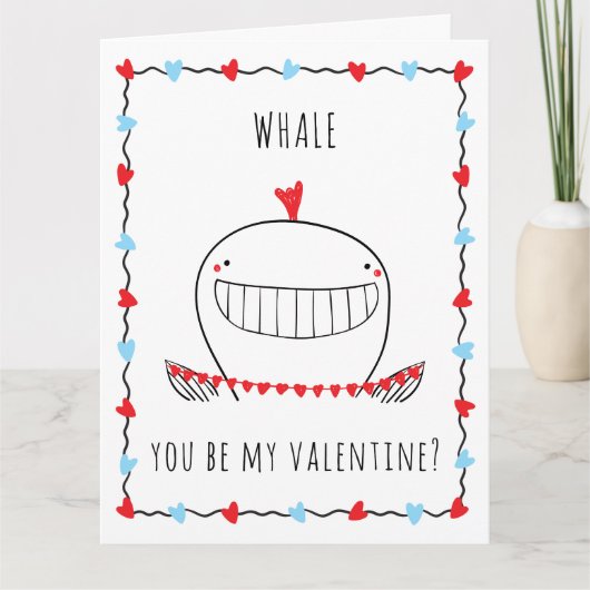 Whale You be My Valentine Funny Valentine's Day Kaart (Voorkant)