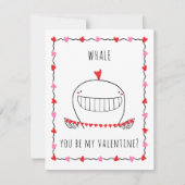 Whale You be My Valentine Funny Valentine's Day Notitiekaartje (Voorkant)