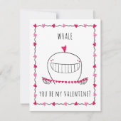 Whale You be My Valentine Funny Valentine's Day Notitiekaartje (Voorkant)