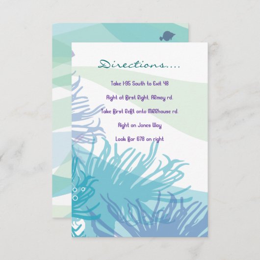 Whale & Zee Life Bat Bar Mitzvah Direction Card Informatiekaartje (Voorkant / Achterkant)