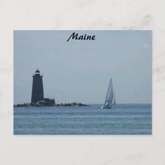 Whaleback Light en Sailboat Briefkaart (Voorkant)