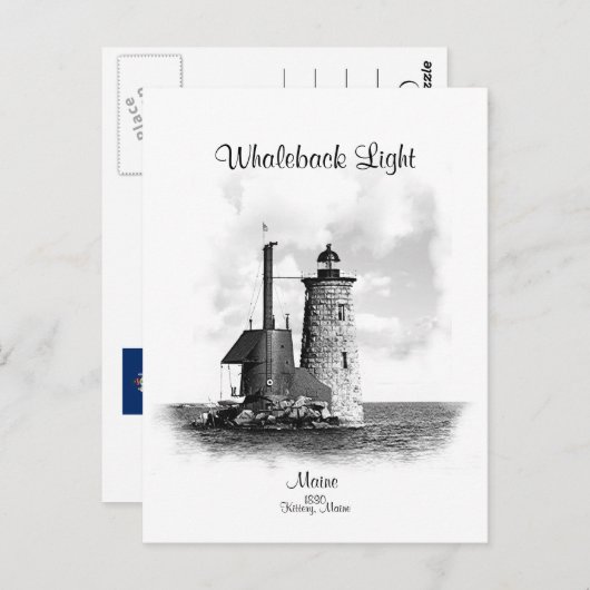 Whaleback Light - Maine Briefkaart (Voorkant / Achterkant)