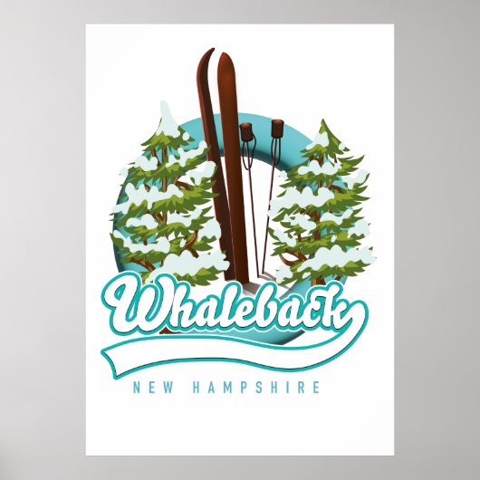 Whaleback New Hampshire retro ski logo Poster (Voorkant)