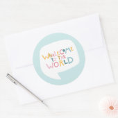 Whalecome naar de wereld Welkom Baby Ronde Sticker (Envelop)