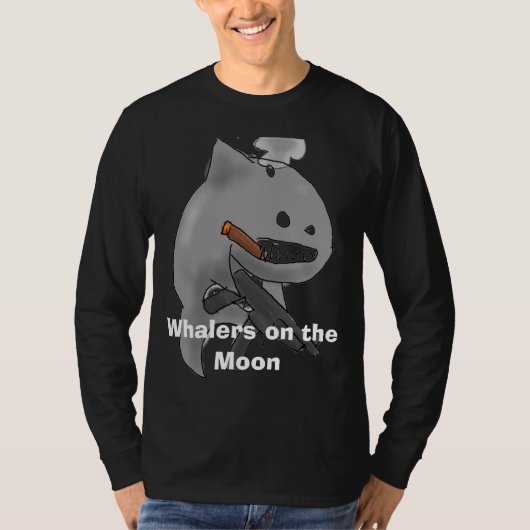 Whalers op het lange zwarte T-shirt van de Moon (Voorkant)