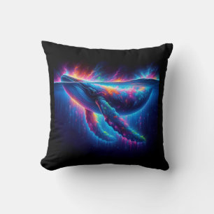 whales and night with neon coñamazing kussen