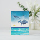 Whales Fantasy Beach Zee Waterverf Briefkaart (Staand voorkant)