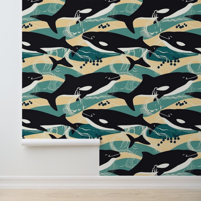 Whales Pattern Behang (Applicatie)