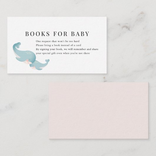 Whales Pink Baby shower Book Request Informatiekaartje (Voorkant / Achterkant)