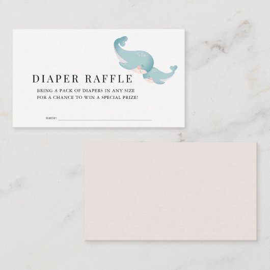 Whales Pink Baby shower Luier Raffle Ticket Informatiekaartje (Voorkant / Achterkant)