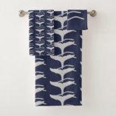 Whales Tail Pattern Navy and Grey Bad Handdoek (Insitu)